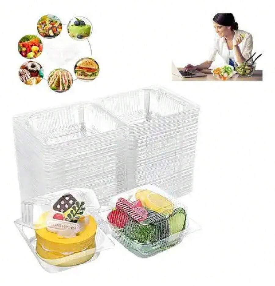 Caja De Alimentos Contenedor Fruta Pastel Desechables Transparente Organizadores Closet para ropa Organizer storage Escurridor para trastes Pencil case Lunch - Negro - Ver 1