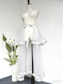 1 chiếc váy nữ hai lớp viền ruy băng, màu đen, trắng, đỏ, xanh hồ, hồng, màu sâm panh, trang trí tiệc, váy dài ngang gối có thể tháo rời 60cm, váy xòe nửa thân, váy phồng, váy trình diễn mở phía trước, váy phồng voan hai lớp kiểu Gothic, thích hợp làm váy lót cô dâu, váy tutu phồng mềm mại, váy voan nhỏ dễ thương, váy viền voan 5 lớp, váy lót Lolita, thích hợp cho đám cưới, tiệc tùng, biểu diễn, chụp ảnh, cosplay, trang phục Halloween. - Nhiều màu - Xem 17