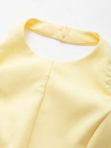 Top sin mangas de cuello halter de unicolor minimalista para mujer, rosa, de verano - Amarillo - Ver 3