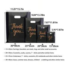 100个/50个/20个可重复使用的黑色塑料购物袋 - 非常适合答谢礼物、圣诞节、派对、商店和精品店 - 20pcs - 查看 6