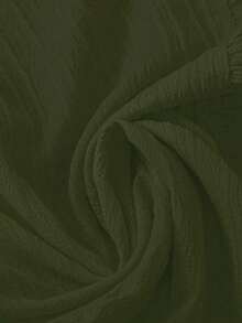 Blusa casual con cuello en V, volantes y mangas de pétalos acanalados para tallas grandes - verde militar 2 - Ver 3