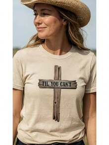 Camiseta Unisex 'Hasta Que No Puedas' • Camiseta con Cruz de Madera Rústica • Camiseta con Diseño Cristiano • Camiseta de Inspiración Religiosa • Camiseta Espiritual para Hombres y Mujeres • - Blanco - Ver 1