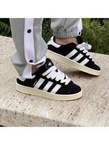 Campus 3 Stripes Unisex Sneakers With Thick Laces, Skate Style, Casual, Modern - Đen và trắng - Xem 2