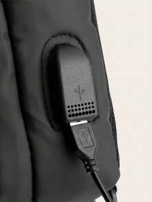 Bolsa de pecho multifuncional para hombres con puerto de carga USB, bolso de hombro ligero para teléfono móvil, bolso cruzado deportivo de unicolor versátil, bolso bandolera de gran capacidad a prueba de agua para uso diario, bolso de cintura para viajes de invierno, bolso negro para exteriores, bolso de viaje, regalos del Día de San Valentín, calcomanías, bolso de cintura, bolso escolar, bolso de primavera, bolso de compras, bolso lateral, cinturones, artículos de nueva vida para estudiantes, bolso esencial - Negro - Ver 7