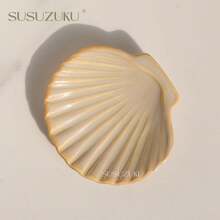 SIQIZHOU 1pc Ceramic Seashell Storage Tray, Children's Bedroom Decor Jewelry Tray, Cute Exquisite Jewelry Display Box, Home Decoration Ornament, Ring Tray, Photography Prop, Ins Style Jewelry Nail Display Dish, Bowknot Storage Tray - Nordic Style - View 3