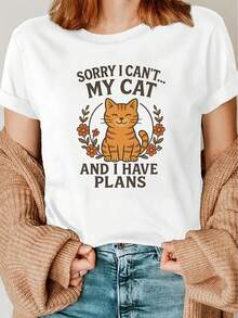 Camiseta unisex de manga corta, AMujeresVintageNaranjaGatoGráficoTee,HechodeconaRedondoCuelloYCortoMangas,CaracterísticasunNaranjaGatoDiseñoAdecuadoparaTodosEstaciones del año,aRegularLongitudCamisaPerfectoparaTodo el añoWearplayerashombre, , , Dazymujer,romwehombres, bohochic,maestrasregalos,camisetaparaconjuntos de mujercon curvasparamu,y2k, - Blanco - Ver 6