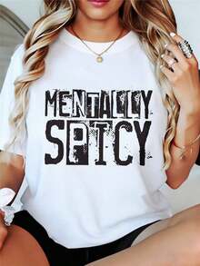 Camiseta de Mujer Estilo Casual con Estampado Gráfico Atrevido y Atrevido, Moda Urbana para Uso Diario y Conjuntos - Blanco - Ver 6
