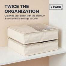 Household Essentials Sweater Storage Bag Natural Canvas Set of 2 - Blanco/Blanco roto - Ver 3
