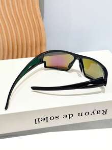 1 pièce Lunettes de mode de rue rétro Y2K colorées et contrastées de forme bouclier, stylées et chics, unisexes - Multicolore - Voir 9