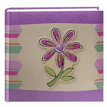 Pioneer Photo Albums 200-Pocket 3-D Striped Flower Applique Cover Photo Album, 4 by 6-Inch - Púrpura - Ver 6