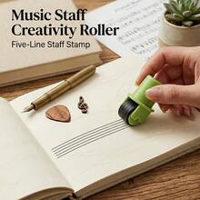 2 piezas Sello autoentelintable con pentagrama musical, herramienta de dibujo de símbolo de 5 líneas para generar partituras musicales instantáneas en papel en blanco, diario, para músicos, profesores y estudiantes - Multicolor - Ver 7