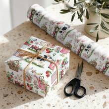5m Roll Wrapping Paper, Cute Cow Pattern In Pink, 43cm X 500cm Coated Paper, Thickened Gift Wrapping Paper, Suitable For Birthday Gifts, Bachelorette Parties, Gift Decorations, And General Holiday Use - Dairy Farm - 5m - View 5