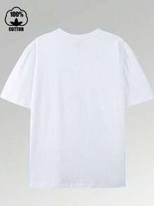 Got Too Silly "Duck Print T-Shirt, Men's Casual Short Sleeve Crew Neck T-Shirt, Pure Cotton T-Shirt, Comfortable And Breathable, Y2k Style, Regular Fit, Suitable For All Seasons" - 白色 - 查看 2