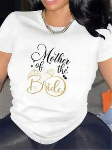 Funny T-Shirt For Sporty Moms, Soccer And Basketball Graphic Tee, Mother's Day Gift, Humorous Letter Print Top. This Short-Sleeved Polyester T-Shirt For Mothers Of The Bride Is Specially Designed For Wedding Receptions, With Durable Fabric, A Comfortable Fit, And A Stylish Design. It's Suitable For Both Indoor And Outdoor Activities, Made Of Lightweight And Breathable Material. Features A Soft Fabric Crew Neck, Making It A Casual Sportswear Piece For Women. - 白色 - 查看 1