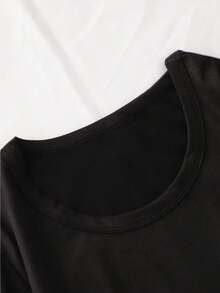 Y2K Women's Elegant Style T-Shirt With Witch Print, Short Sleeve, Round Neck, Casual Top, For All Seasons | Fashionable Casual Clothing | Loose, Casual, And Versatile T-Shirt With  Letter Print - 黑色 - 查看 5