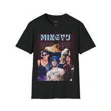 Mingyu Kim Vintage Bootleg Style T-Shirt,  Streetwear T-Shirt, Women's Blouses, Blouses, Casual Blouses For Women, Women's Tops, Tops, Unisex. - 黑色 - 查看 6