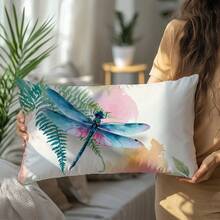 1 件简约蜻蜓装饰枕套，单面印花桃绒面料，30*50cm/40*60cm，适用于现代沙发、客厅装饰、派对装饰、礼品 - 彩色 - 查看 7
