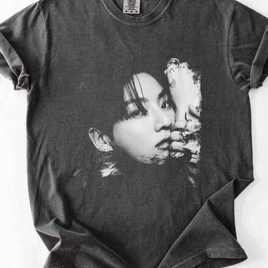 Jung Kook Vintage Arirang Tour Kpo P T-Shirt B T S Bangtan Fan Merc - 黑色 - 查看 1
