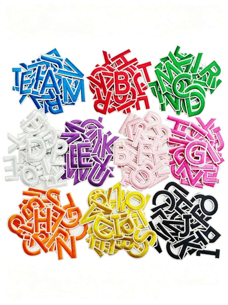 130 chữ cái từ A đến Z, chất liệu polyester không dệt, thêu chữ, có thể ủi lên vải, phù hợp cho mọi mùa. - 9921 - Xem 1