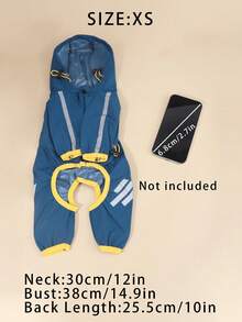Un impermeable ligero de poliéster para perros con tiras reflectantes, que cubre las cuatro patas en azul sólido, chaqueta impermeable para mascotas, adecuada para perros Teddy pequeños y perros grandes para usar todo el año en otoño (no apto para razas grandes) - Azul - Ver 9
