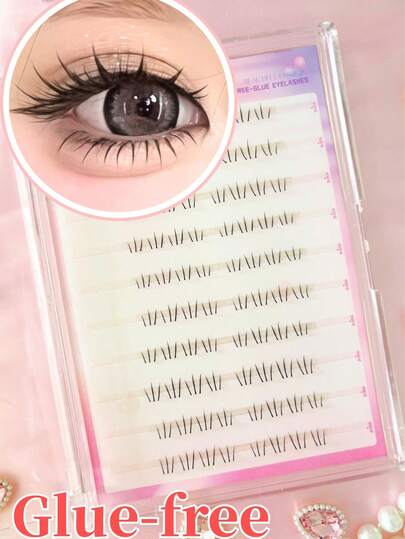 4-6mm Mixed Length 80 Clusters Reusable Self-Adhesive Cat Claw False Eyelashes, C Curl, Korean Style, Natural Eye Enlargement. No Glue Needed, Quick DIY Application, Suitable For Beginners. Soft And Tidy Lashes, Fit For Daily, Date, Photo Shooting. Great Gift For Friends, Girlfriends, Holiday Present.