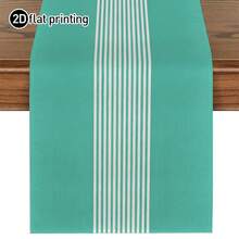 1pc,Bohemian Style,Simple Striped Pattern Table Runner,Microwave Dust Cover,Protective Cover,Rectangular Tablecloth,Washable,Suitable For Home Dinner,Coffee Table,Kitchen And Dining Room Decor,Dining Table Decoration Party And Scene Decor,Home Decor,Outdoor Patio Table Runner Decor,Entryway Decor,Fireplace Cloth - Mint Green - View 13