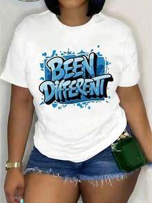 1 Piece Of Women's Clothing, White T-Shirt With Graffiti Letter Print, Unisex Casual Crew Neck T-Shirt, Lightweight Knit Fabric, Washable, For Spring/Summer/Autumn, Christmas/Valentine's Day/Thanksgiving. Crew Neck, 100% Cotton, Soft Fabric, Short Sleeve. - 白色 - 查看 7
