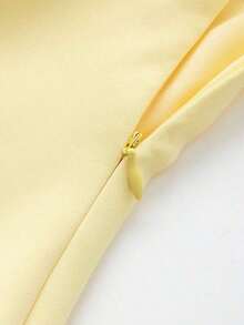 Top sin mangas de cuello halter de unicolor minimalista para mujer, rosa, de verano - Amarillo - Ver 5