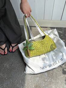 2026 New Handmade Woven Coffee Color Casual Shoulder Bag, Underarm Bag, Mother-Child Bag, Business Women's Commuter Bag, Suitable For Work, Shopping, Dating, Travel, School And Other Daily Use (Accessories Not Included) - Green - View 5