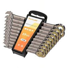 Bộ cờ lê bánh cóc hệ mét 19 chi tiết, cờ lê kết hợp bánh cóc 8-19mm kèm hộp đựng, 72 răng bằng thép crom vanadi. - Cần gạt bằng nhựa mạ crom (đầu có thể di chuyển) 10 - Xem 2