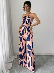 Mono de tela estampada con envolvente frontal para mujer, diseño que define la cintura para usar en ocasiones elegantes, ya sea de fiesta o diario - Multicolor 7 - Ver 4