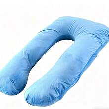 Skin-Friendly Soft U-Shaped Pillow, Home Side Sleeper Spine Support Deep Sleep Pillow - Light Blue - View 4