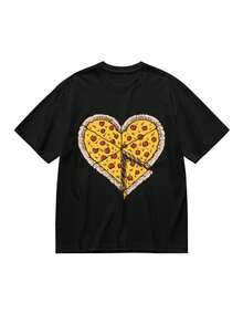 Camiseta Estampada para Mujer Talla Grande de Manga Corta - Negro - Ver 1