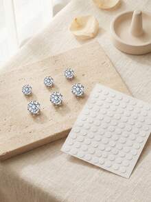 CIZME Khuyên rốn giả đính đá Cubic Zirconia, khuyên rốn dán không cần xỏ lỗ, trang sức xỏ khuyên giả bằng bạc, bi dính không cần xỏ lỗ. - vòng bụng giả - Xem 2