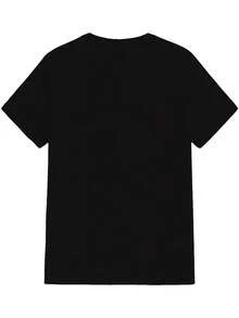 1 Piece Of Casual Short-Sleeved Round Neck T-Shirt, Stretchy Fabric, Machine Washable, Comfortable Fit Suitable For All Seasons, Women's T-Shirt, Unique Design T-Shirt, Comfortable Fit, Easter 180g 100% Cotton. - 黑色 - 查看 2