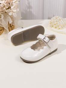 Cute Girls' Scalloped Trim Mary Jane Princess Ballet Flats, Solid Color - White - View 9