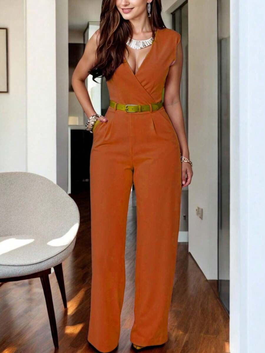 Sexy Women's Jumpsuit With Belt - Fashionable, Comfortable, And Casual - Ideal For The Office Or A Sexy Date - 謝德倫 - 查看 1