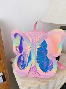 Ba lô đính sequin hình bướm mộng mơ, túi du lịch mini dễ thương hiệu Ombre Holographic dành cho bé gái. - Nhiều màu - Xem 14