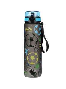 1pc 1000ml/32oz & 750ml/26oz Large Capacity 3D Printed Football Pattern Water Bottle, Straight Drinking Spout, Carry Strap For Convenient Portability, Suitable For Outdoor Sports, Running, Fitness, School, Office, Football, Cycling, Gym, Ideal For Holiday & Birthday Gifts - Multicolor - View 10