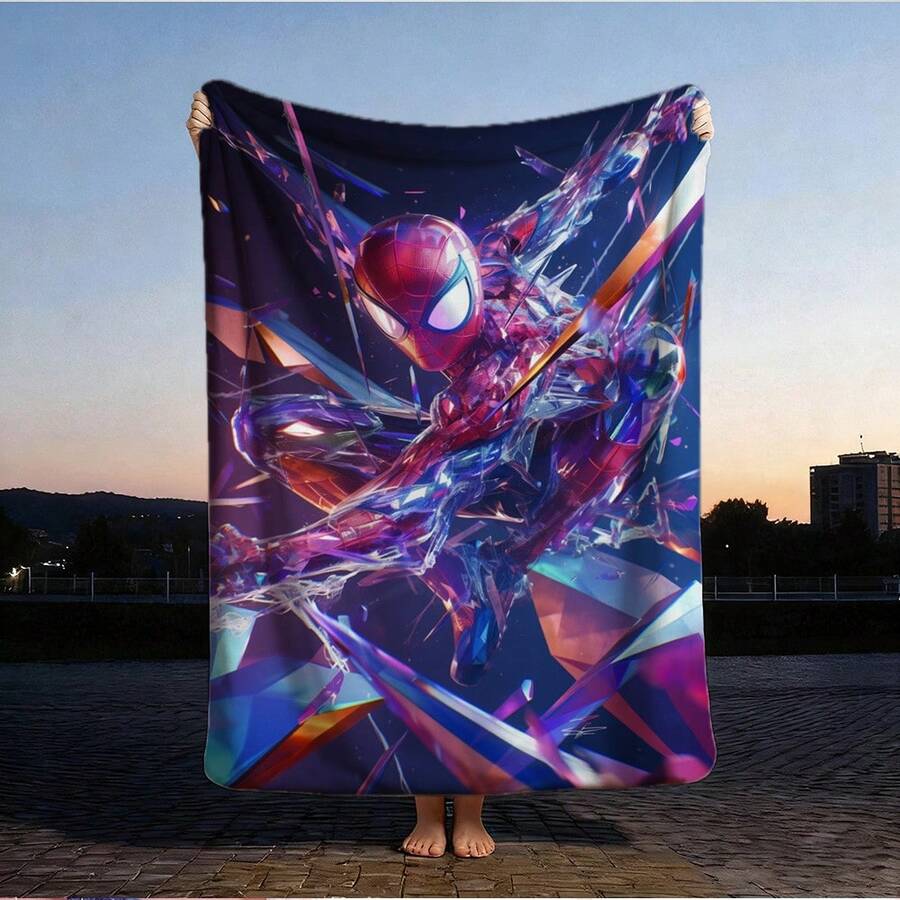 1pc S-Pider-Man Print Blanket,Retro Cartoon Style Throw Blanket,Cartoon Character Printed Blanket,All-Season Universal Nap Blanket,Character Home Decor Blanket,Modern Fashion Gift Suitable For Home Bedroom Bed Sofa Office Lunch Break Cover Picnic Blanket - Nhiều màu - Xem 1