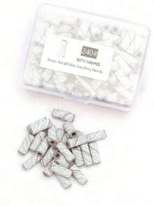 100 piezas Bandas de lijado mini rosas, aptas para taladro de uñas, grano pequeño 120# 180# 240# Bandas de lijado, limas de uñas, bandas de amolado para uñas acrílicas y manicura de gel, incluye brocas de vástago de 3.1 mm mejoradas - Blanco - Ver 13