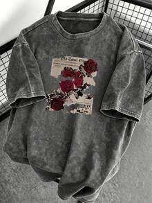 Áo thun cotton mùa hè cỡ lớn dành cho nữ: Họa tiết "Báo hoa hồng" vui nhộn, mang phong cách đường phố cổ điển, đa năng và thời trang Y2K cho trang phục hàng ngày - Màu đen - màu đen - Xem 10