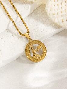1 pieza Collar con colgante de acero inoxidable tallado con diseño del signo zodiacal Géminis, diseño unisex para uso diario/combinación, adecuado como regalo de cumpleaños y festividades - Géminis - Ver 15
