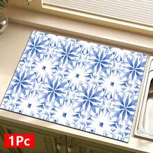 1pc Retro Pattern Retro Printed Absorbent Dish Drying Mat, Home Decor, Suitable For Espresso Machine Countertop, Sink Drain Mat, Soft Faucet Pad, Bathroom Cup Mat, Kitchen & Bathroom Accessories - Multicolor - View 12