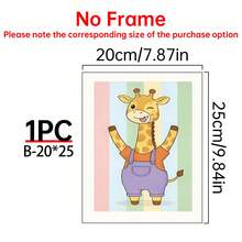 1/3件套帆布墙画海报，适用于房间家居装饰，美观实用，可选画框，可用于房间装饰、卧室装饰、婴儿房装饰、客厅装饰、办公室装饰等。可爱动物主题儿童房墙画三件套，适合婴儿房装饰、儿童卧室墙画，北欧风格儿童房艺术画。 - 彩色 - 查看 27
