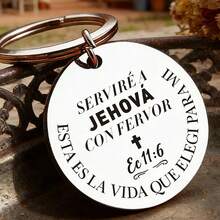 1pc Stainless Steel Inspirational Keychain, Engraved Spanish Scripture, Durable & Elegant, Religious Accessory - Silver - View 6
