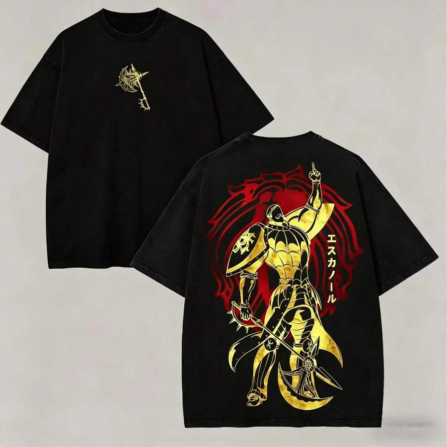 Escanor T-Shirt From The Seven Deadly Sins - A269 "Who Decided That?" Pride Sin Graphic Retro Heavy Unisex Anime Streetwear Gift For Fans - 藍色 - 查看 1