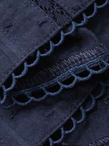 Cárdigan corto sin mangas casual de mujer, estilo bohemio, con textura de rayas, adecuado para la playa, la calle, primavera/verano - Azul marino - Ver 8