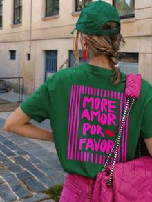 DrmWander Women's Graphic T-Shirt, Casual Short Sleeve Style, Cute Summer Top. Matching Sets For Women's Summer Outfits. Women's Spring Set. Women's Retro Set. Tropicoqueta Sets - 深灰色 - 查看 3