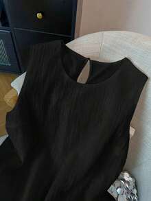 de tirantes de unicolor casual de talla grande, verano - Negro - Ver 3